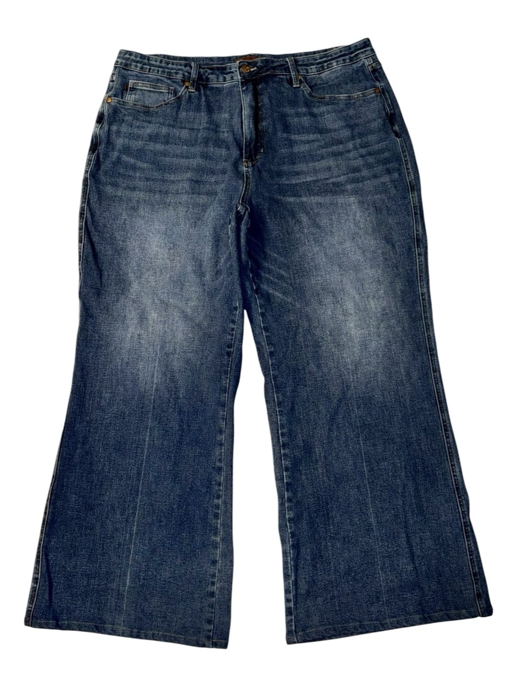 Judy Blue High Rise Retro Wide Leg Jeans Sz 24W Dark Wash Tummy Control JB88847